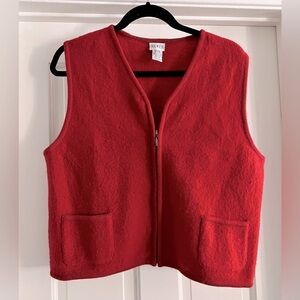 Vintage MixIt 100% Wool dark cherry red zip up Vest w pockets size Large